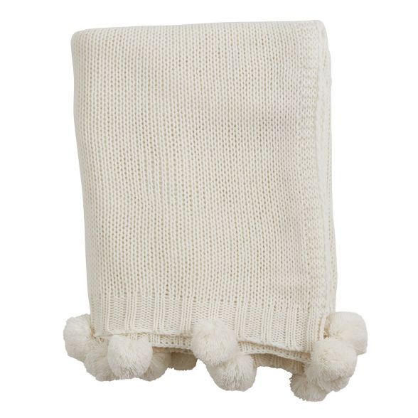 Knitted Pom Pom Throw Blanket - Saro Lifestyle | Target