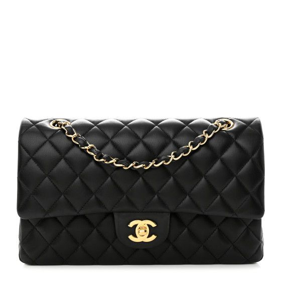 Lambskin Quilted Medium Double Flap Black | FASHIONPHILE (US)