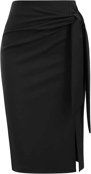 Kate Kasin Women's Stretch Knee Length Pencil Skirt, Bow Tie High Waist | Amazon (US)