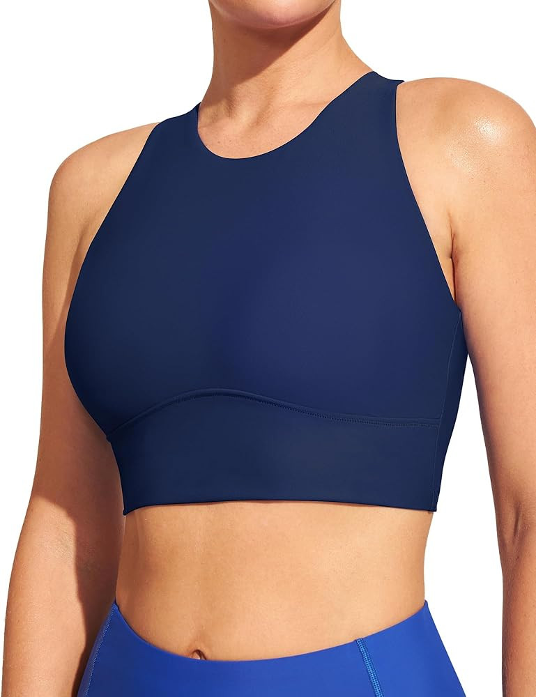 IUGA Bikini Tops for Women Adjustable Cross Back Swim Top Quick Dry Bathing Suit Tops High Neck S... | Amazon (US)