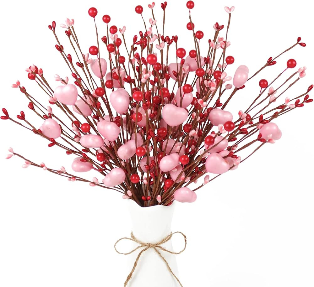 Valentines Day Decor, 6 Pack Pink Heart Shaped Picks for Valentines Day Decorations, Valentines D... | Amazon (US)