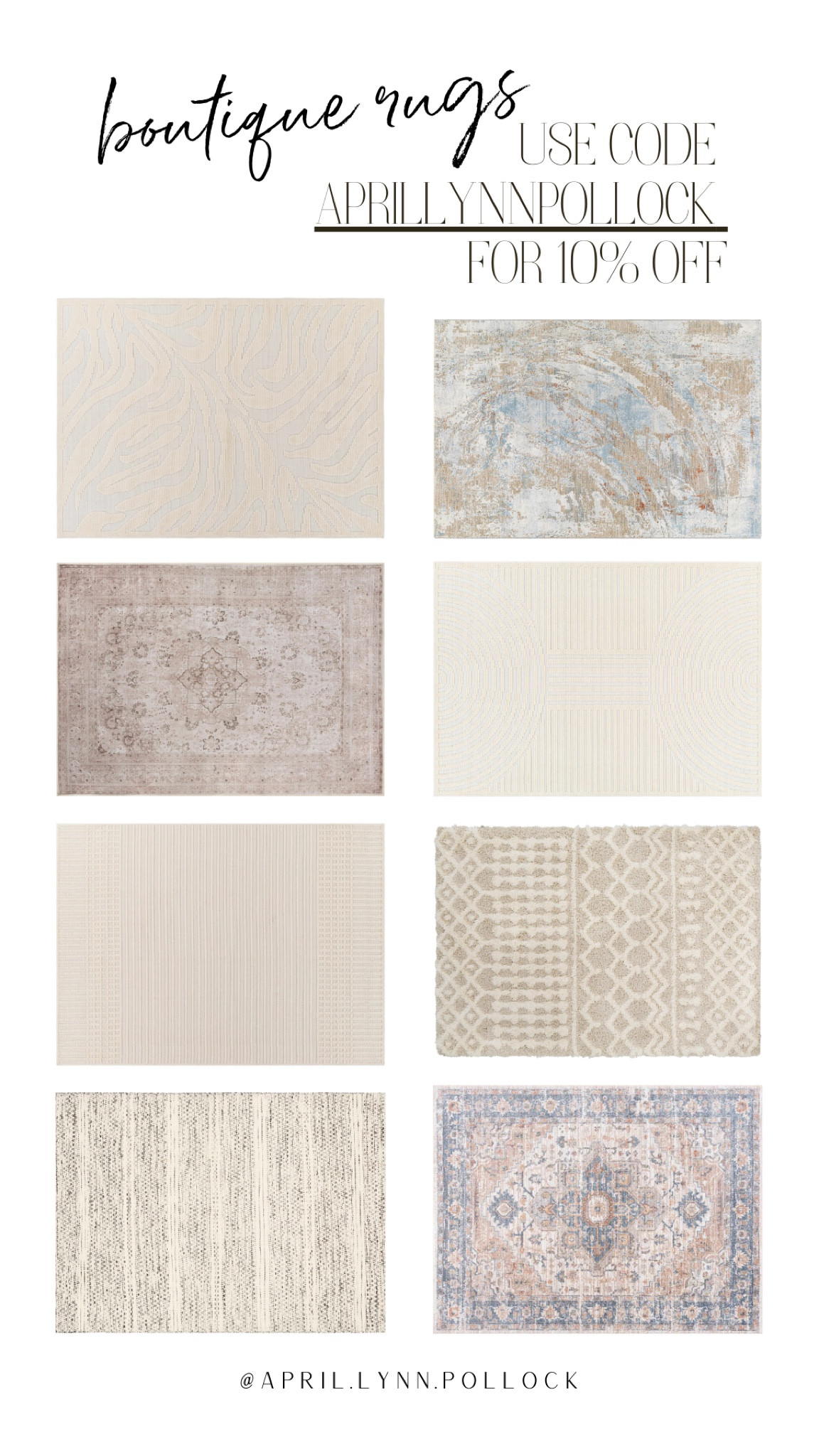 Boutique Rugs: Use code APRILLYNNPOLLOCK for 10% off at checkout / area rug / living room rug / bedroom rug / washable rug / rugs / home accent rug / runner rug / rugs sale 

#LTKFind #LTKhome #LTKsalealert