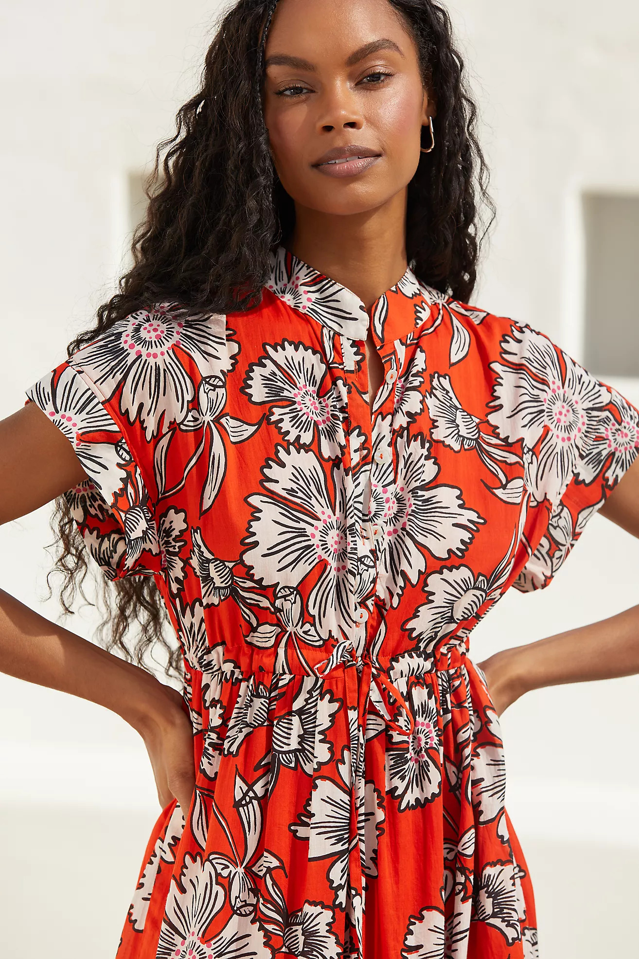 Ro's Garden Mumi Cap-Sleeve Midi Dress | Anthropologie (US)