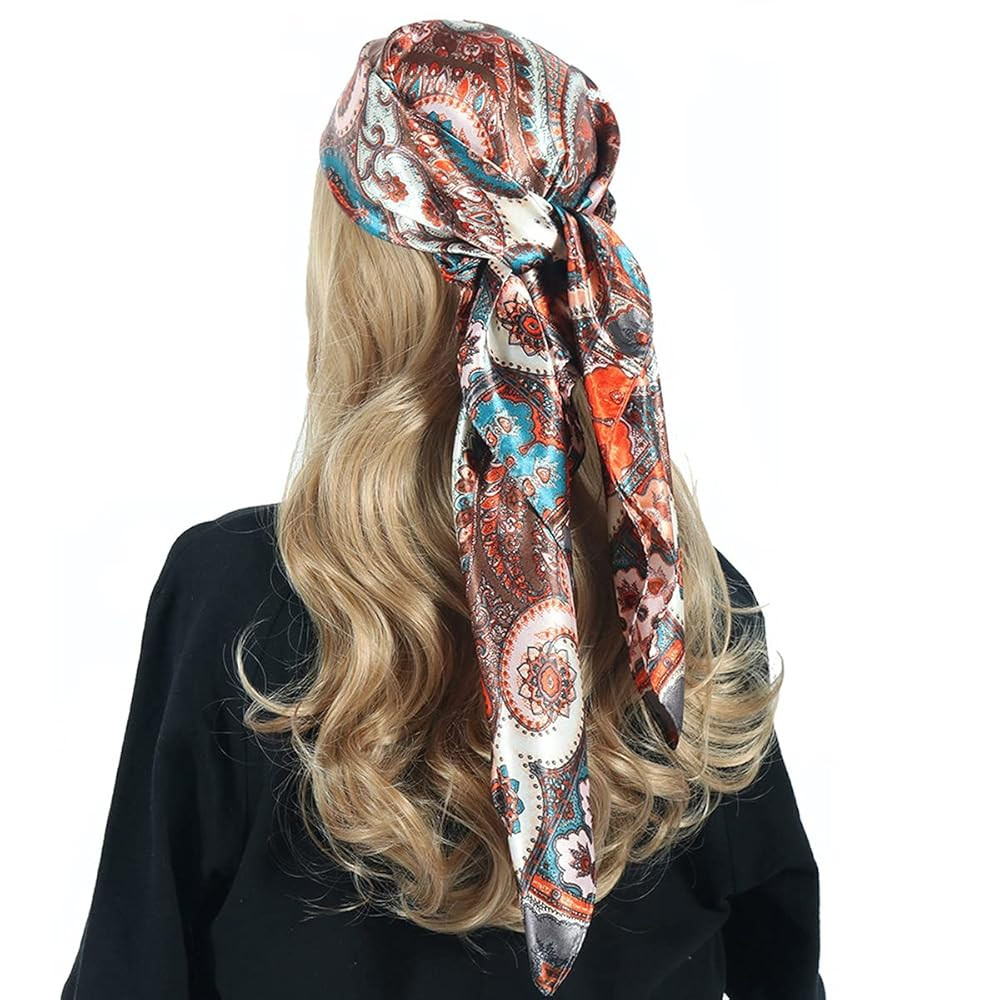 Headscarf Large Square Women Scarf 35" Fashion Scarves Silk Feeling Hairscarf | Amazon (US)