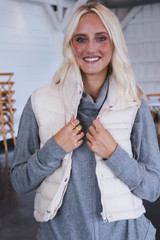 Perdita Puff Vest, Cream | North & Main Clothing Company