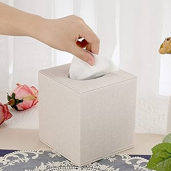 Sumnacon Square Linen Tissue Box Cover - Stylish Cube Tissue Box Holder with Magnetic Bottom, Dec... | Amazon (US)