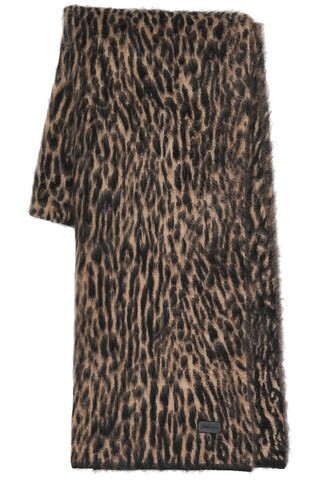 Saint Laurent Leopard Scarf in Beige & Black - Beige. Size all. | FWRD 