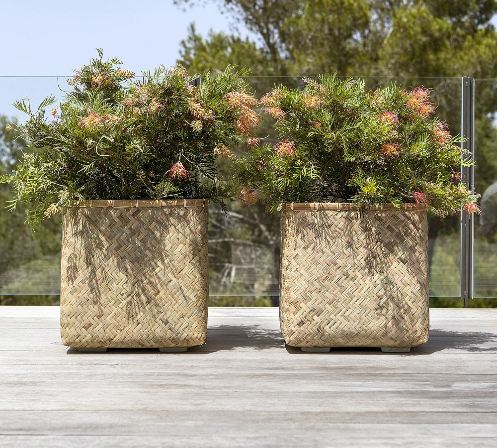 Handmade Bohemian Woven Cube Planter | Pottery Barn (US)
