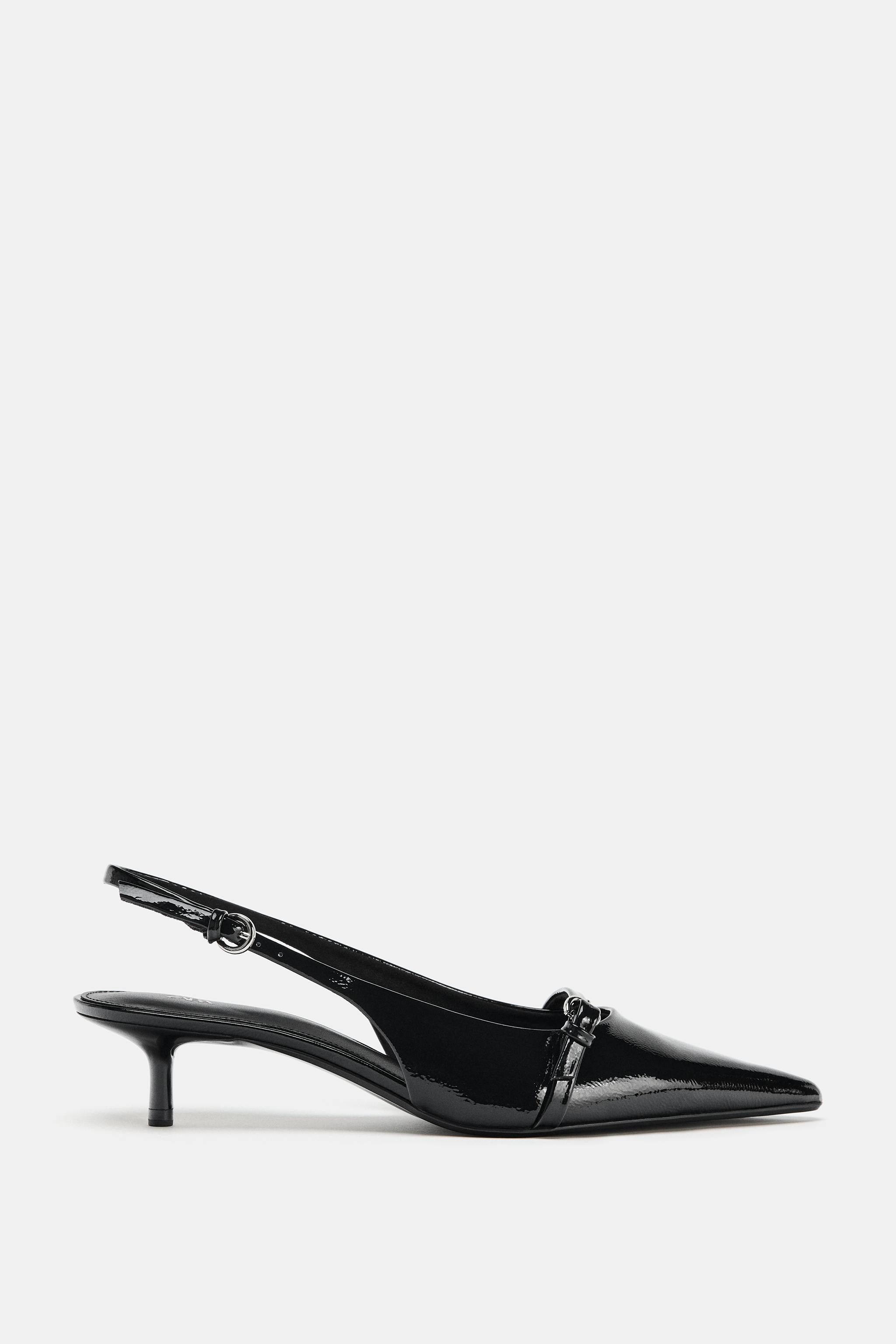 PATENT FINISH KITTEN HEEL SLINGBACKS | Zara US