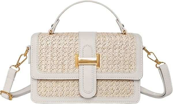 OWGSEE Straw Crossbody Bags for Women, Summer Straw Purses and Handbags Shoulder Clutch Bag for Vacation (Beige) | Amazon (US)