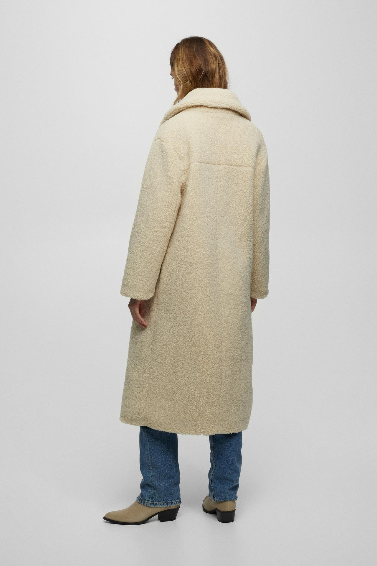 Long faux shearling coat | PULL and BEAR UK