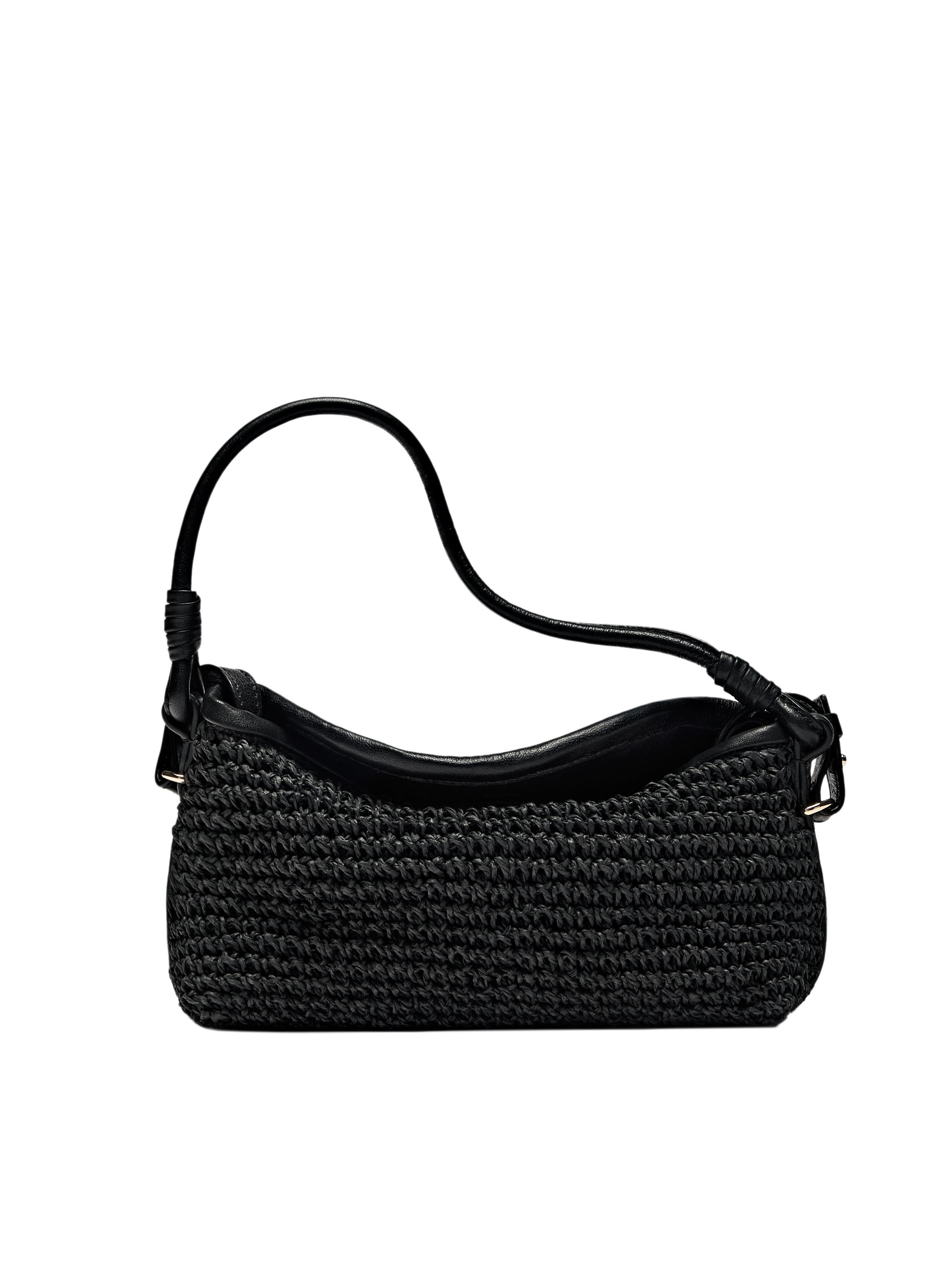 Woven paper mini satchel bag | Massimo Dutti US