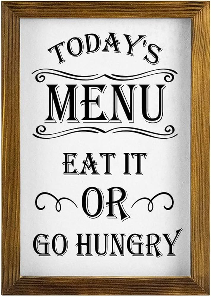 Farmhouse Wall Decor Sign - Today's Menu,Eat It Or Go Hungry Sign - Rustic Wood Framed Sign - Hom... | Amazon (US)