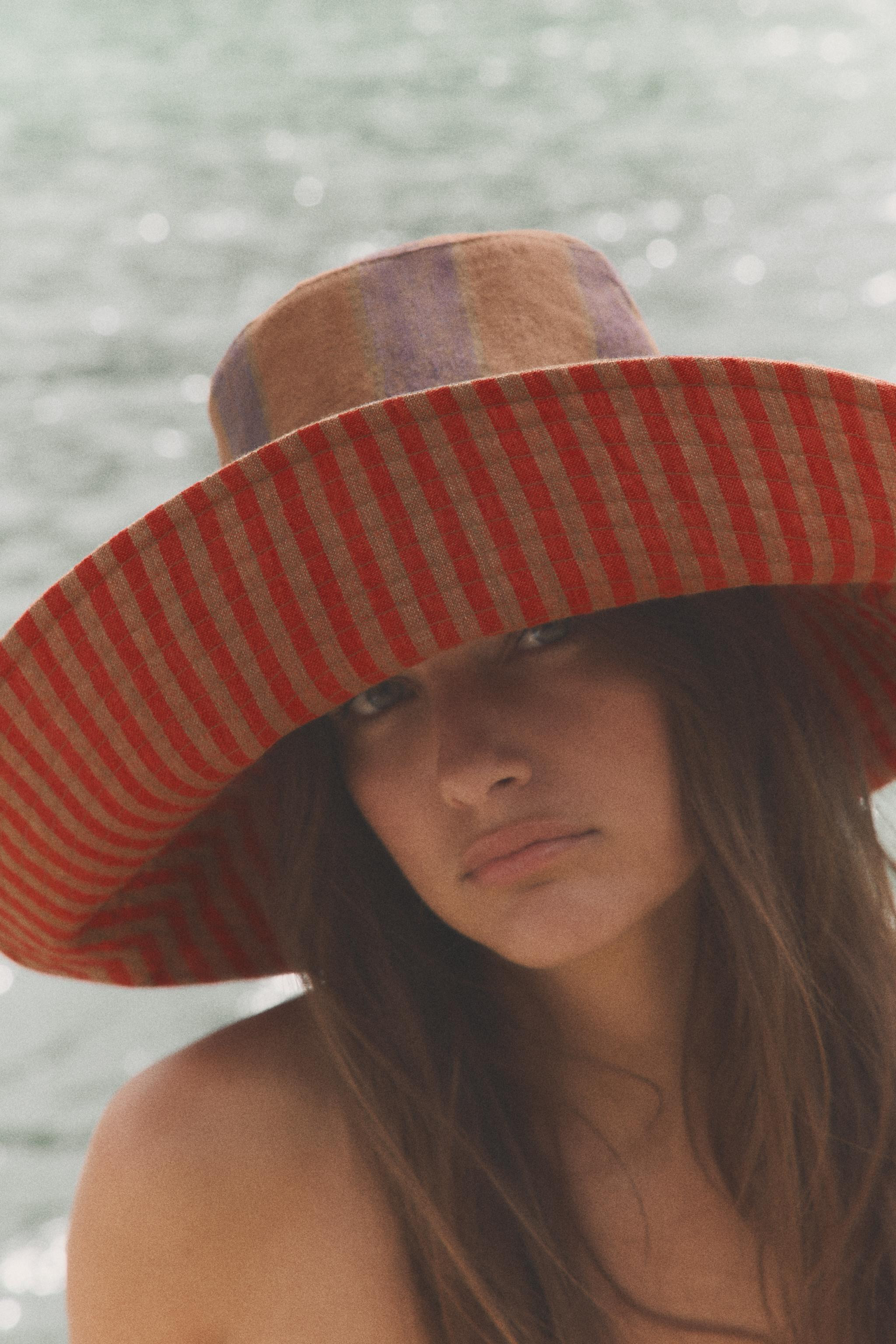 REVERSIBLE STRIPED LINEN HAT | Zara US
