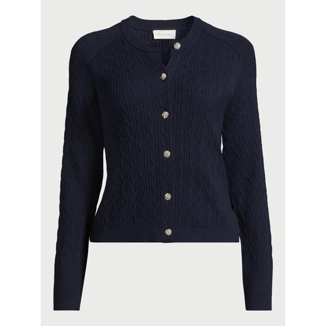Free Assembly Women’s Cable Knit Cardigan Sweater with Long Sleeves, Lightweight, Sizes XS-XXXL | Walmart (US)