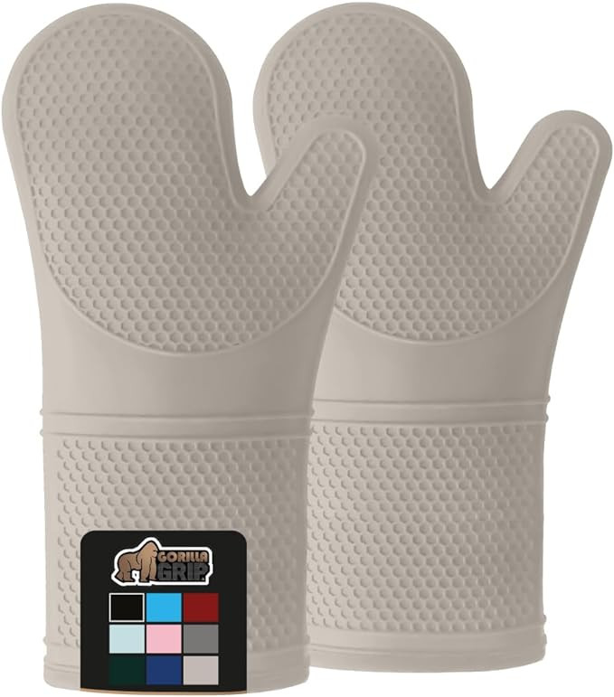 Gorilla Grip BPA-Free Soft Silicone Oven Mitts, Heat Resistant Thick Cotton Lined Cooking Mitt Se... | Amazon (US)