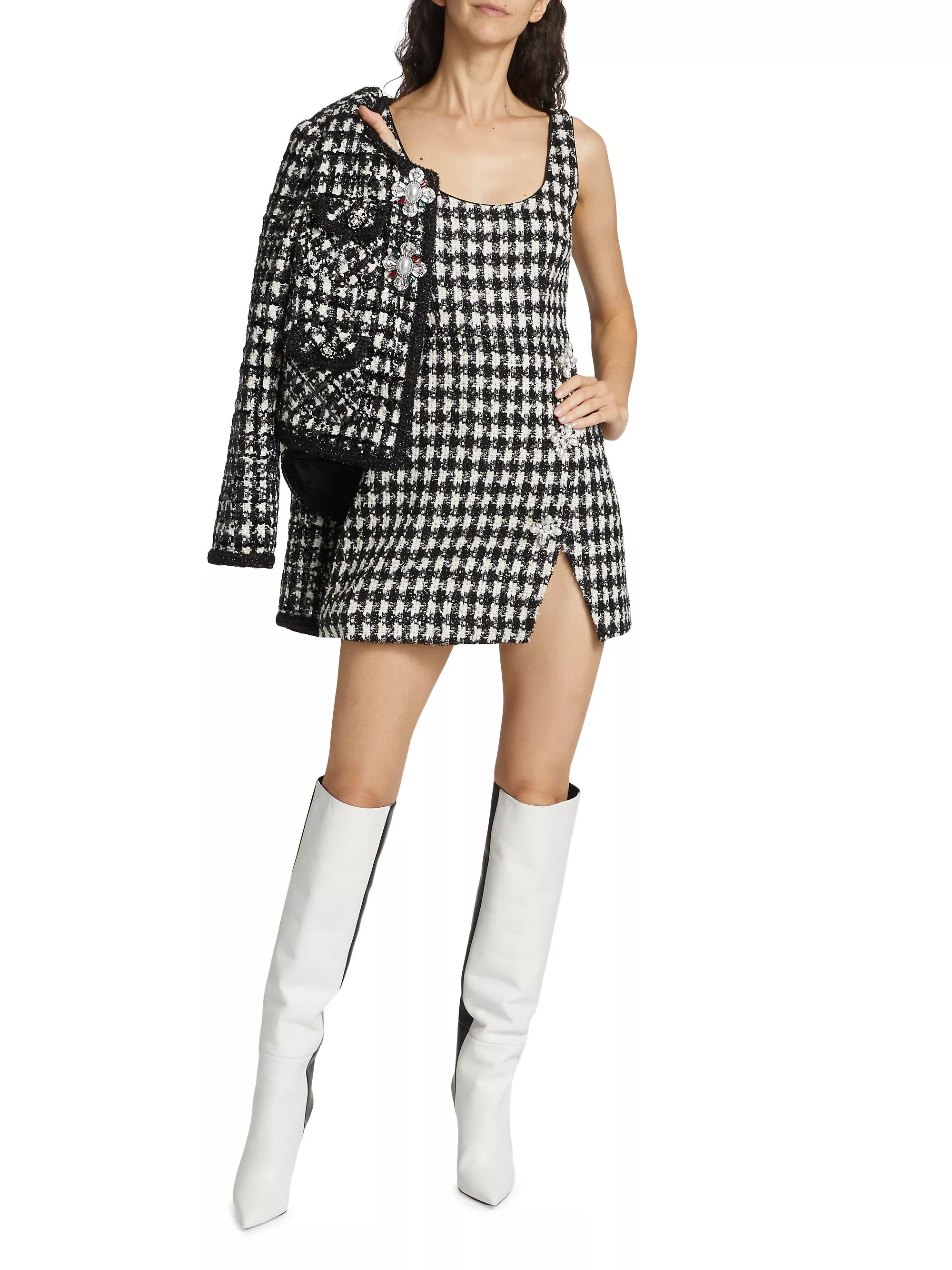 Houndstooth Embellished Sheath Minidress | Saks Fifth Avenue