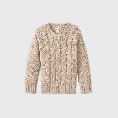 Toddler Boys' Cable Solid Pullover Sweater - Cat & Jack™ Cream | Target