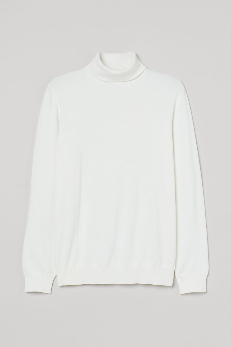 H & M - Slim Fit Fine-knit Turtleneck Sweater - White | H&M (US + CA)