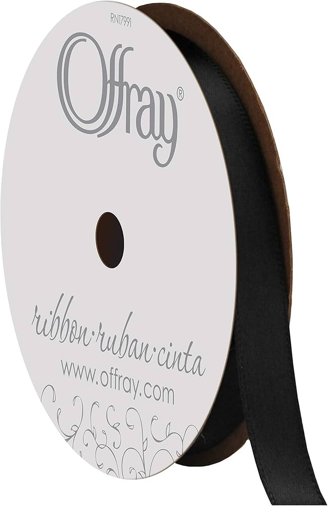 Berwick Offray 072035 3/8" Wide Single Face Satin Ribbon, Black, 6 Yds | Amazon (US)