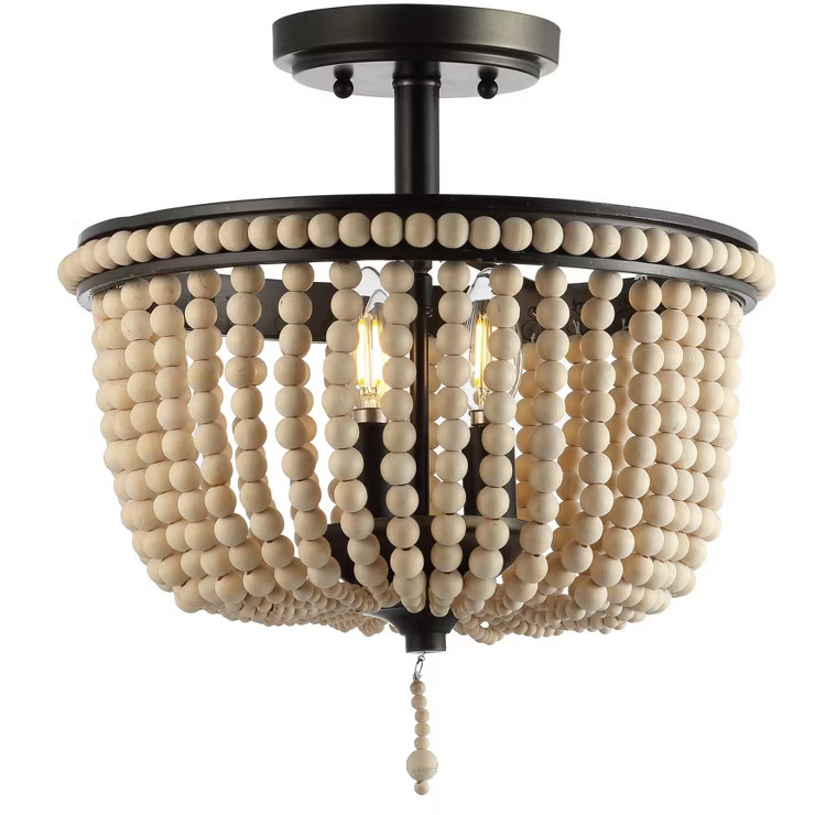 14" Allie Wood Beaded/Metal Flush Mount Ceiling Light (Includes Energy Efficient Light Bulb) Blac... | Target