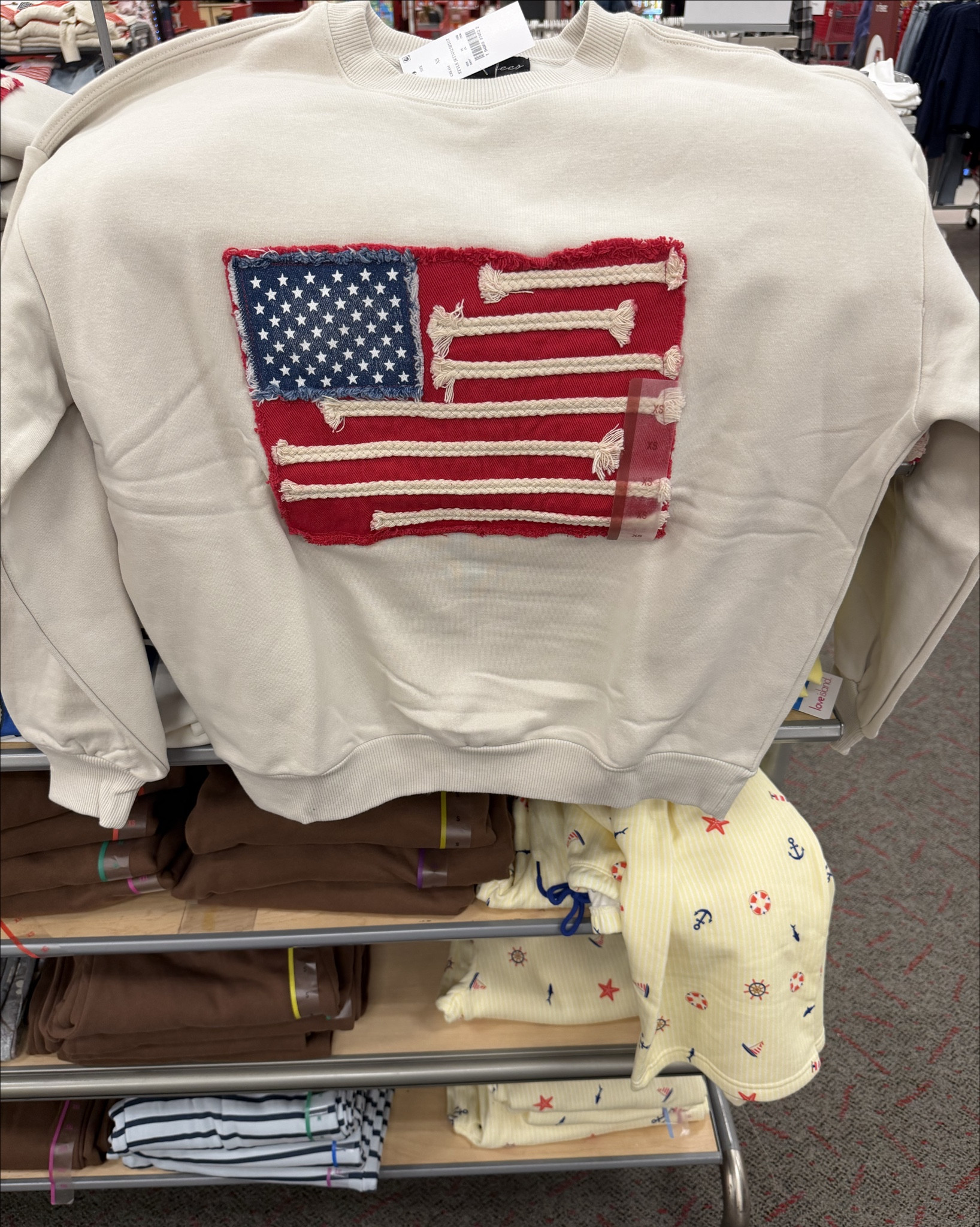 🚨Updated link- NOW ONLINE 4/26/26🚨 Happy Saturday!☺️ NEW Americana graphic sweatshirt that has some fun extra details than your average flag sweatshirt!!🇺🇸😍The frayed denim patch for the flag with nautical rope for stripes- LOVE IT!!🙌🤩 Perfect for Memorial Dat weekend!!😁 Swipe to see more!😉 Save this post, it’s not online yet and hopefully tomorrow it is and I’ll update the link asap for you!!❤️😄 I linked some other cute summer looks with red, white, & blue!!❤️🤍💙☺️ Some on sale and sell out risk!😄 
What do you think of this one?🤔


#targetfinds #flagsweatshirt #newattarget #americanalook #patriotictops #comfysweatshirt 


Memorial Day, Fourth of July, patriotism, USA sweatshirt 
New arrivals 


#LTKOver40 #LTKMidsize #LTKSaleAlert