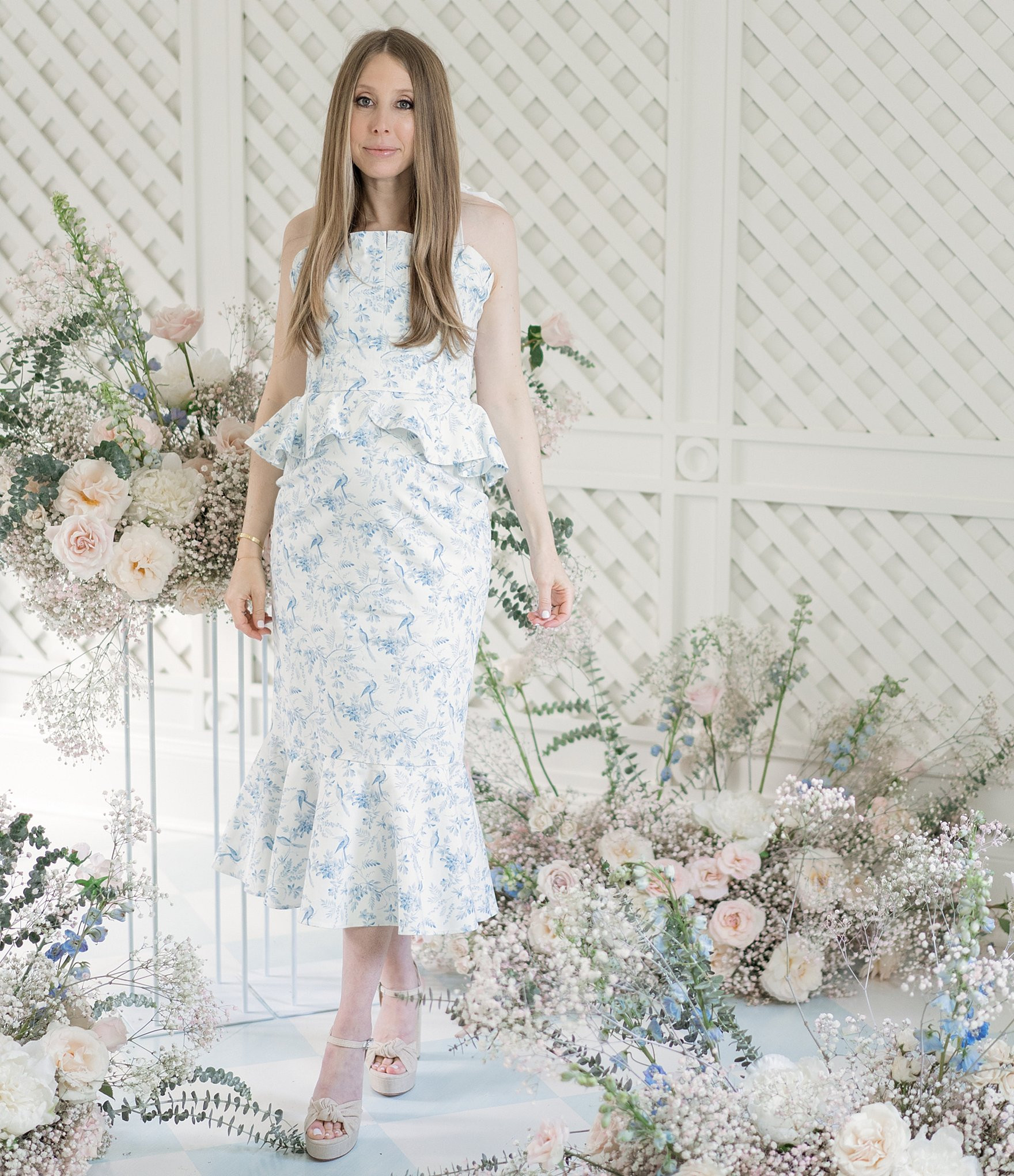 x Born on Fifth Pippa Floral Square Neck Sleeveless Tie Shoulder Peplum Midi Dress | Dillards