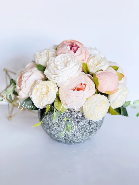 Blush Pink and White Peony Arrangement Artificial Faux | Etsy | Etsy (US)