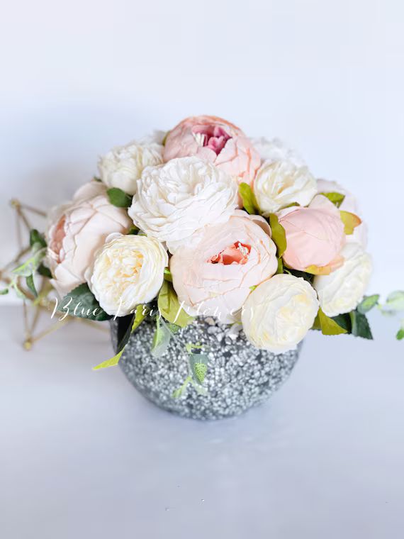 Blush Pink and White Peony Arrangement Artificial Faux | Etsy | Etsy (US)