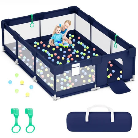 babyeap Baby Playpen,71*50 Inch Extra Large Baby Playards for Babies and Toddlers,Fence Baby Play Yards for Indoor & Outdoor with Breathable Mesh,Navy Blue | Walmart (US)