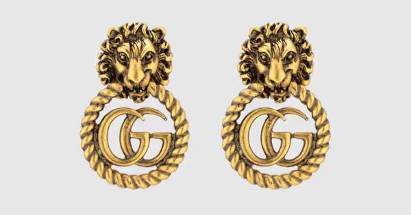 Gucci Lion head earrings with Double G | Gucci (US)