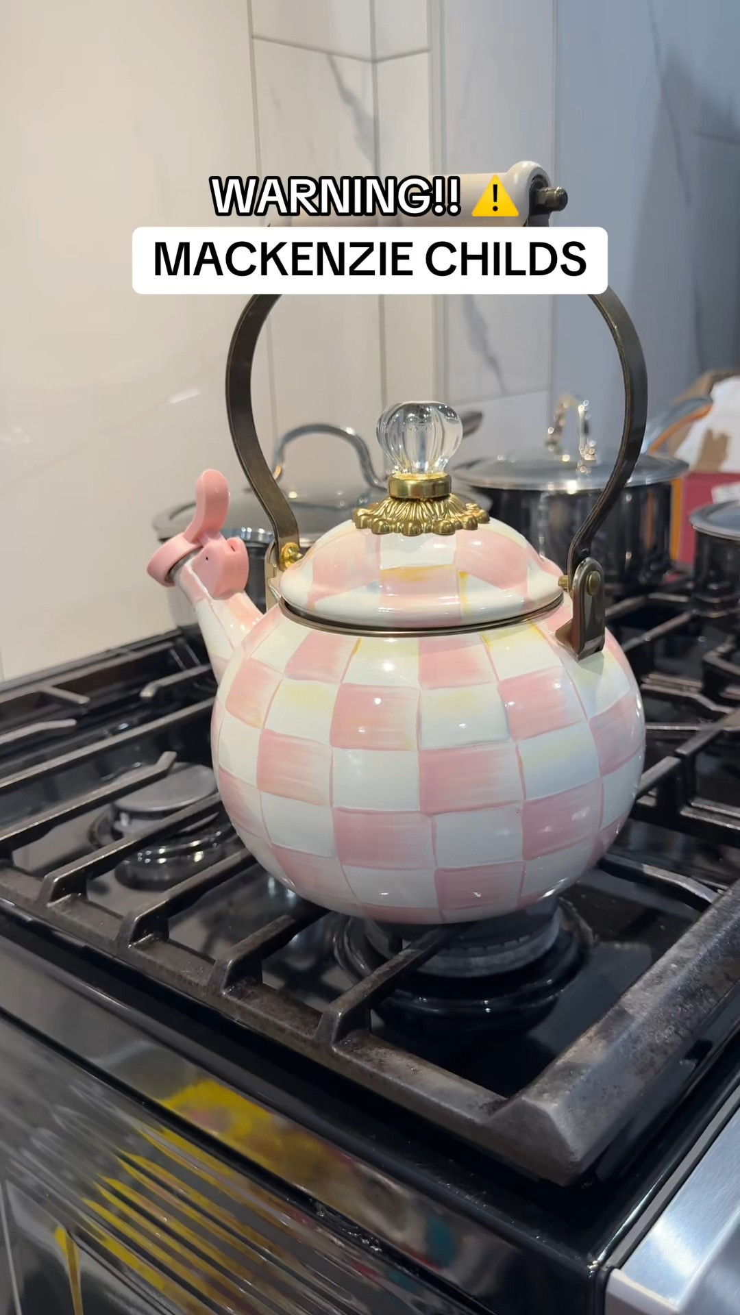 A checkered tea kettle is such an easy way to add personality to your kitchen counter. The rosy pattern brings that classic MacKenzie-Childs charm to everyday coffee and tea time. 

 #LTKvlog #LTKHome #LTKSaleAlert