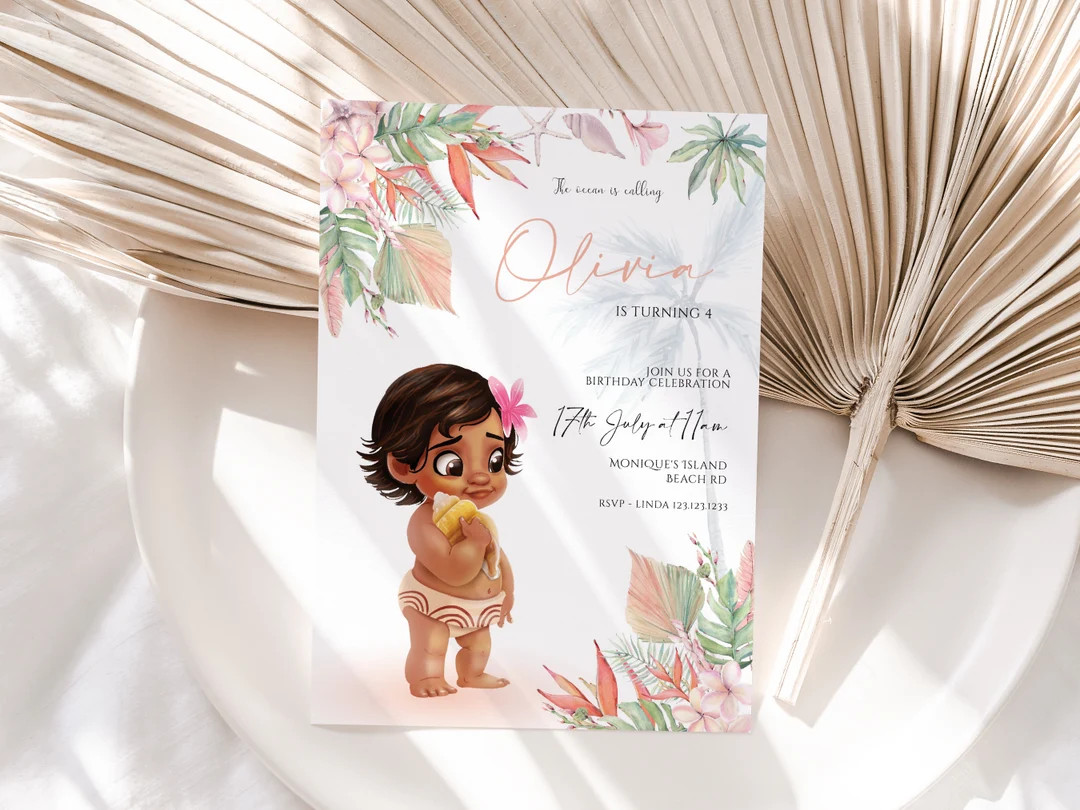Moana Birthday Invitation, Moana Birthday Party Invite, Editable Digital Corjl Template | Etsy (US)