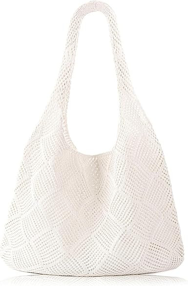 COOKOOKY Crochet Beach Tote bag Summer Beach Bag for Women Aesthetic Mesh Tote Bag Hippie Bag Kni... | Amazon (US)