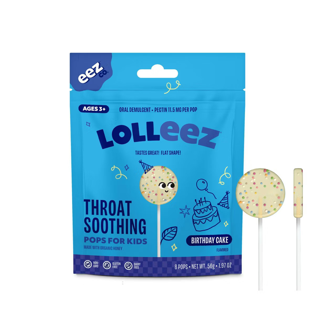 The Eez Co. - Lolleez Throat Soothing Pops - Birthday Cake - 8ct | Target