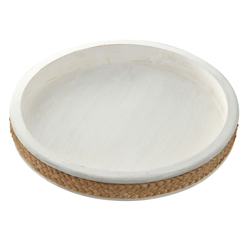 Whitewashed Wood Decorative Tray, 16" | At Home