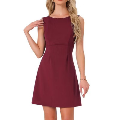 INSPIRE CHIC Women's Sleeveless Boat Neck A Line Mini Dress X-Small Dark Red | Target