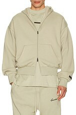 Fear of God ESSENTIALS Classic Fit Fleece Zip Up in Abbey Stone from Revolve.com | Revolve Clothing (Global)