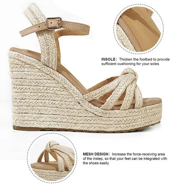 Femflame platform wedges sandals for women summer Espadrille heeled shoes Ankle Strap women sanda... | Walmart (US)