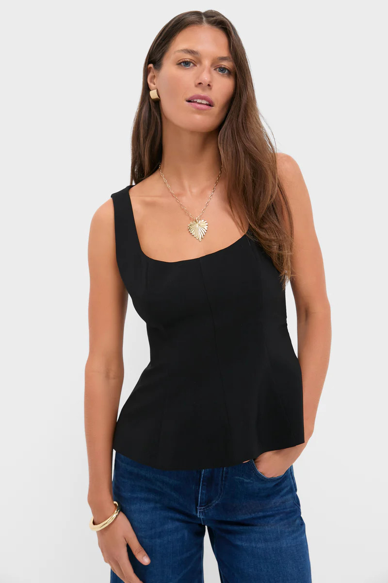 Black Sleeveless Decker Peplum Top | Tuckernuck (US)