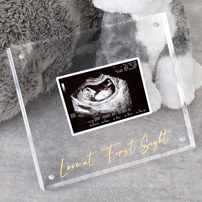 Acrylic Ultrasound Picture Frame, Bright Photo Frame, Sonogram Love at First Sight Baby Keepsake ... | Amazon (US)