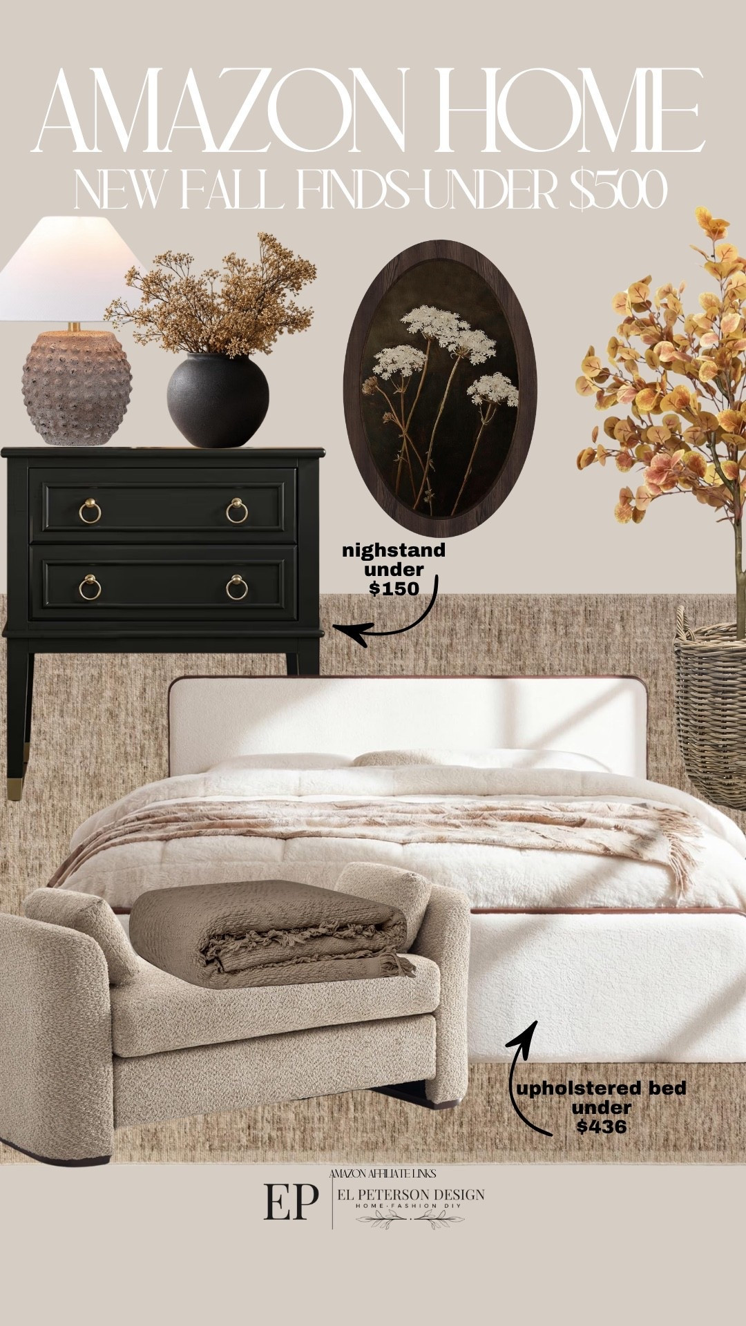 Amazon
Nighstand
Upholstered Bex
Artwork
Vase
Table lamp
Faux tree
Bench
Blanket
Basket

#LTKHome