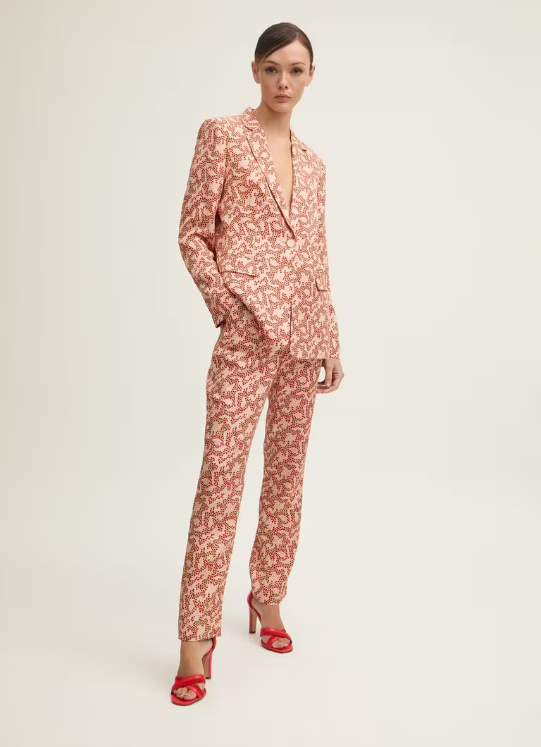 Rebecca Italian Straw Multi Viscose Blossom Print Soft Tailored Trouser | L.K. Bennett (UK)