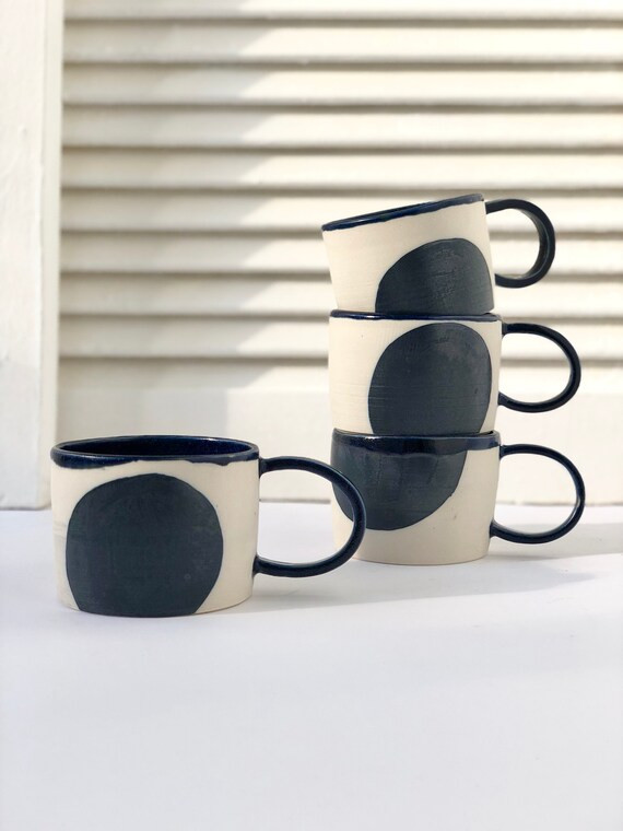 Handmade Mug - Ceramic Mug - Indigo Blue Mug - Decorated Mug - Circel Mug - Spot Mug - Modern Cra... | Etsy (US)
