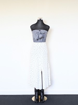 H&M White Black Polka Dot Flare Midi Skirt High Waist Vintage Street Style Trend | eBay US