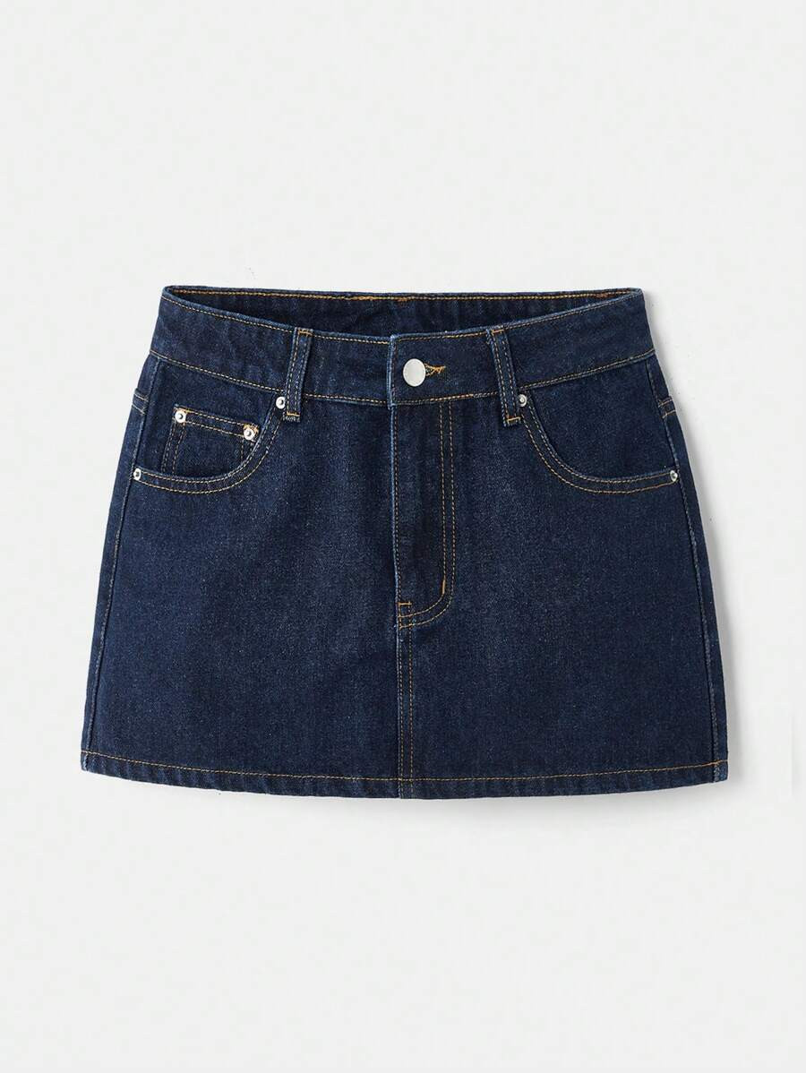 Maija Women's Denim Mini Skirt, Y2K Style, Concert, Back To School,Autumn Outfits For Women | SHEIN