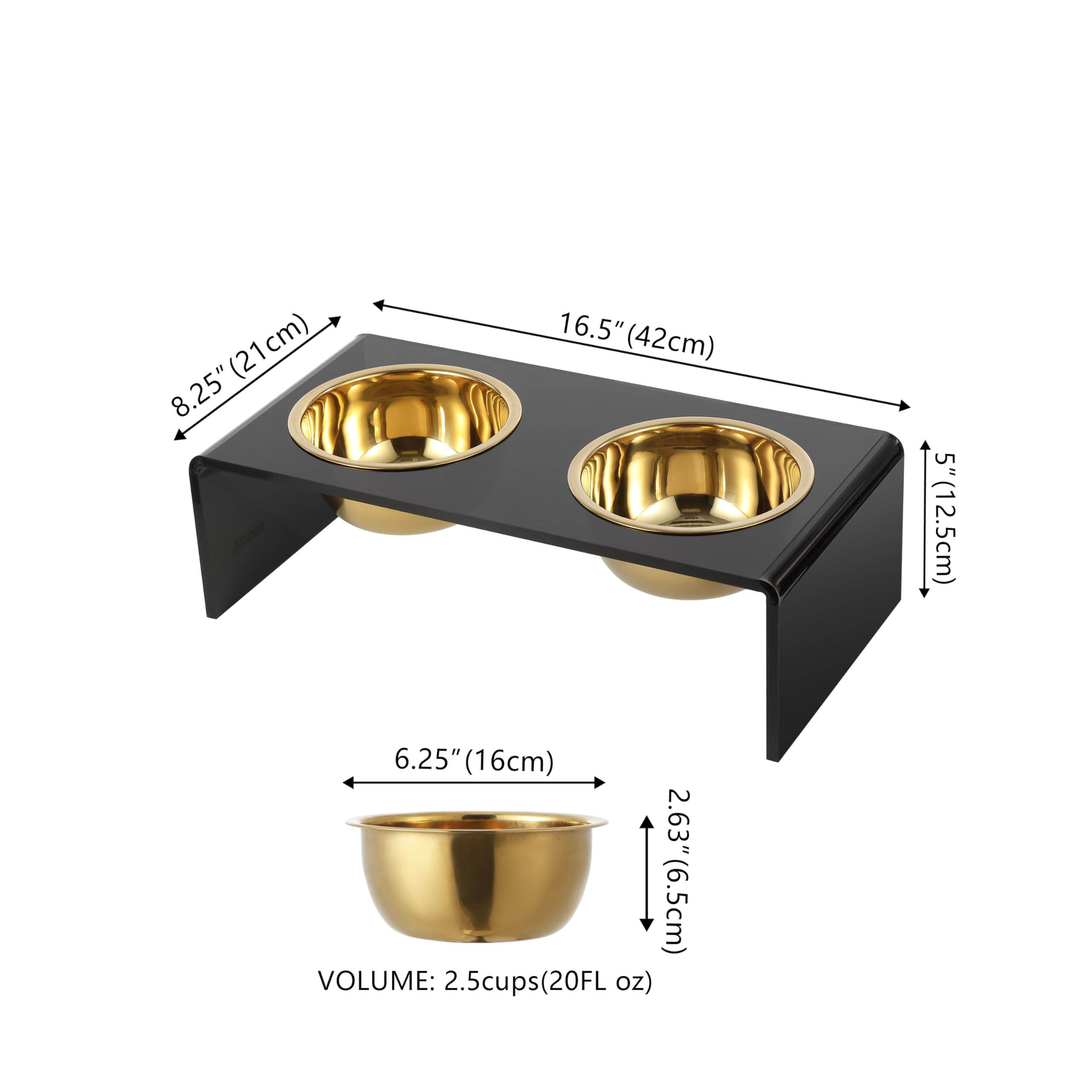 The LICKER Store DBL2000B Keaton 5" Small/Medium Modern Lucite Rectangular Elevated Pet Feeder wi... | Amazon (US)