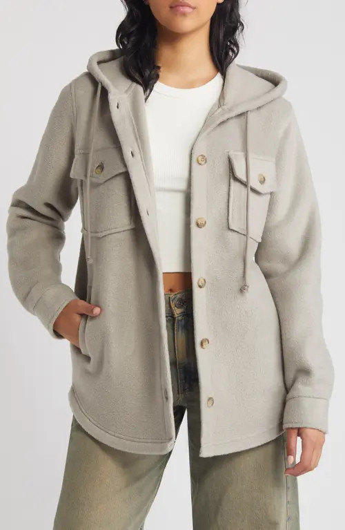 Thread & Supply Hooded Fleece Shacket in Grey at Nordstrom, Size Small | Nordstrom