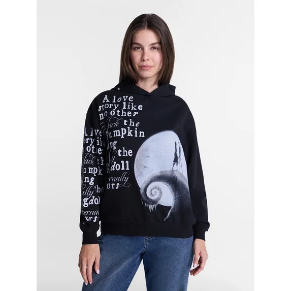 Nightmare Before Christmas Women's Halloween Fleece Hoodie, Sizes XXS-XXL | Walmart (US)