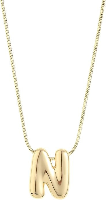 Leo & Luca Balloon Initial Necklace - Bubble Letter Gold Necklace - Necklace Charm - Unique Perso... | Amazon (US)